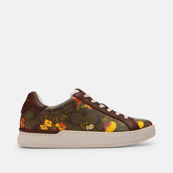 NWT Coach Outlet Clip Low Top Sneaker In Signature Canvas With Floral Print - Picture 4 of 6